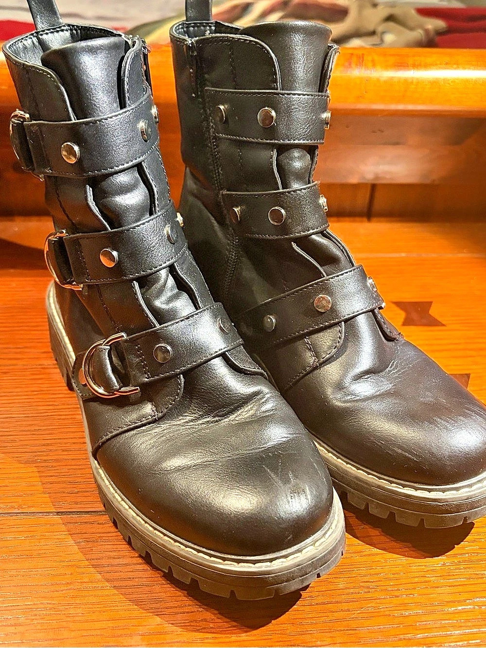 Kohl's Cichlid  BLACK Combat Buckle Boots Black US 8 M
